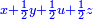 \scriptstyle{\color{blue}{x+\frac{1}{2}y+\frac{1}{2}u+\frac{1}{2}z}}