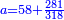 \scriptstyle{\color{blue}{a=58+\frac{281}{318}}}