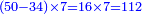 \scriptstyle{\color{blue}{\left(50-34\right)\times7=16\times7=112}}