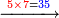 \scriptstyle\xrightarrow{{\color{red}{5\times7}}={\color{blue}{35}}}