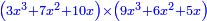 \scriptstyle{\color{blue}{\left(3x^3+7x^2+10x\right)\times\left(9x^3+6x^2+5x\right)}}
