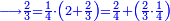 \scriptstyle{\color{blue}{\longrightarrow\frac{2}{3}=\frac{1}{4}\sdot\left(2+\frac{2}{3}\right)=\frac{2}{4}+\left(\frac{2}{3}\sdot\frac{1}{4}\right)}}