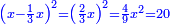 \scriptstyle{\color{blue}{\left(x-\frac{1}{3}x\right)^2=\left(\frac{2}{3}x\right)^2=\frac{4}{9}x^2=20}}