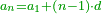 \scriptstyle{\color{OliveGreen}{a_n=a_1+\left(n-1\right)\sdot d}}