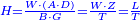 \scriptstyle{\color{blue}{H=\frac{W\sdot\left(A\sdot D\right)}{B\sdot G}=\frac{W\sdot Z}{T}=\frac{L}{T}}}