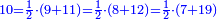 \scriptstyle{\color{blue}{10=\frac{1}{2}\sdot\left(9+11\right)=\frac{1}{2}\sdot\left(8+12\right)=\frac{1}{2}\sdot\left(7+19\right)}}