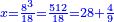 \scriptstyle{\color{blue}{x=\frac{8^3}{18}=\frac{512}{18}=28+\frac{4}{9}}}