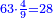 \scriptstyle{\color{blue}{63\sdot\frac{4}{9}=28}}