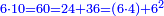 \scriptstyle{\color{blue}{6\sdot10 = 60 = 24+36 = \left(6\sdot4\right)+6^2}}