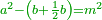 \scriptstyle{\color{OliveGreen}{a^2-\left(b+\frac{1}{2}b\right)=m^2}}