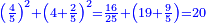 \scriptstyle{\color{blue}{\left(\frac{4}{5}\right)^2+\left(4+\frac{2}{5}\right)^2=\frac{16}{25}+\left(19+\frac{9}{5}\right)=20}}