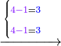 \scriptstyle\xrightarrow{\begin{cases}\scriptstyle{\color{Purple}{4-1}}={\color{blue}{3}}\\\scriptstyle{\color{Purple}{4-1}}={\color{blue}{3}}\end{cases}}