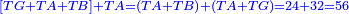 \scriptstyle{\color{blue}{\left[TG+TA+TB\right]+TA=\left(TA+TB\right)+\left(TA+TG\right)=24+32=56}}