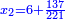 \scriptstyle{\color{blue}{x_2=6+\frac{137}{221}}}