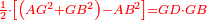 \scriptstyle{\color{red}{\frac{1}{2}\sdot\left[\left(AG^2+GB^2\right)-AB^2\right]=GD\sdot GB}}