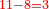 \scriptstyle{\color{red}{11-8=3}}