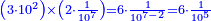 \scriptstyle{\color{blue}{\left(3\sdot10^{2}\right)\times\left(2\sdot\frac{1}{10^7}\right)=6\sdot\frac{1}{10^{7-2}}=6\sdot\frac{1}{10^{5}}}}