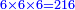 \scriptstyle{\color{blue}{6\times6\times6=216}}