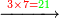 \scriptstyle\xrightarrow{{\color{red}{3\times7=}}{\color{green}{21}}}