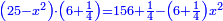 \scriptstyle{\color{blue}{\left(25-x^2\right)\sdot\left(6+\frac{1}{4}\right)=156+\frac{1}{4}-\left(6+\frac{1}{4}\right)x^2}}