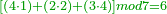 \scriptstyle{\color{OliveGreen}{\left[\left(4\sdot1\right)+\left(2\sdot2\right)+\left(3\sdot4\right)\right]mod7=6}}