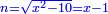 \scriptstyle{\color{blue}{n=\sqrt{x^2-10}=x-1}}