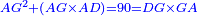 \scriptstyle{\color{blue}{AG^2+\left(AG\times AD\right)=90=DG\times GA}}