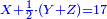 \scriptstyle{\color{blue}{X+\frac{1}{2}\sdot\left(Y+Z\right)=17}}