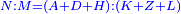 \scriptstyle{\color{blue}{N:M=\left(A+D+H\right):\left(K+Z+L\right)}}