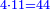 \scriptstyle{\color{blue}{4\sdot11=44}}