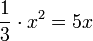 \frac{1}{3}\sdot x^2=5x