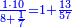 \scriptstyle{\color{blue}{\frac{1\sdot10}{8+\frac{1}{7}}=1+\frac{13}{57}}}