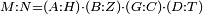 \scriptstyle M:N=\left(A:H\right)\sdot\left(B:Z\right)\sdot\left(G:C\right)\sdot\left(D:T\right)