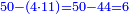 \scriptstyle{\color{blue}{50-\left(4\sdot11\right)=50-44=6}}