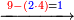 \scriptstyle\xrightarrow{{\color{red}{9-\left({\color{blue}{2}}\sdot4\right)}}={\color{blue}{1}}}