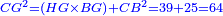 \scriptstyle{\color{blue}{CG^2=\left(HG\times BG\right)+CB^2=39+25=64}}