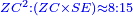 \scriptstyle{\color{blue}{ZC^2:\left(ZC\times SE\right)\approx8:15}}