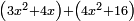 \scriptstyle\left(3x^2+4x\right)+\left(4x^2+16\right)