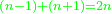 \scriptstyle{\color{Green}{\left(n-1\right)+\left(n+1\right)=2n}}