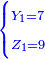 \scriptstyle{\color{blue}{\scriptstyle\begin{cases}\scriptstyle Y_1=7\\\scriptstyle Z_1=9\end{cases}}}