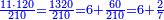 \scriptstyle{\color{blue}{\frac{11\sdot120}{210}=\frac{1320}{210}=6+\frac{60}{210}=6+\frac{2}{7}}}