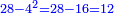 \scriptstyle{\color{blue}{28-4^2=28-16=12}}