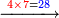 \scriptstyle\xrightarrow{{\color{red}{4\times7}}={\color{blue}{28}}}
