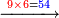 \scriptstyle\xrightarrow{{\color{red}{9\times6}}={\color{blue}{54}}}