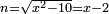 \scriptstyle n=\sqrt{x^2-10}=x-2