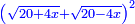 \scriptstyle{\color{blue}{\left(\sqrt{20+4x}+\sqrt{20-4x}\right)^2}}