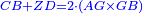 \scriptstyle{\color{blue}{CB+ZD=2\sdot\left(AG\times GB\right)}}