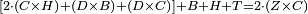 \scriptstyle\left[2\sdot\left(C\times H\right)+\left(D\times B\right)+\left(D\times C\right)\right]+B+H+T=2\sdot\left(Z\times C\right)