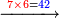 \scriptstyle\xrightarrow{{\color{red}{7\times6}}={\color{blue}{42}}}