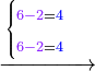\scriptstyle\xrightarrow{\begin{cases}\scriptstyle{\color{Purple}{6-2}}={\color{blue}{4}}\\\scriptstyle{\color{Purple}{6-2}}={\color{blue}{4}}\end{cases}}